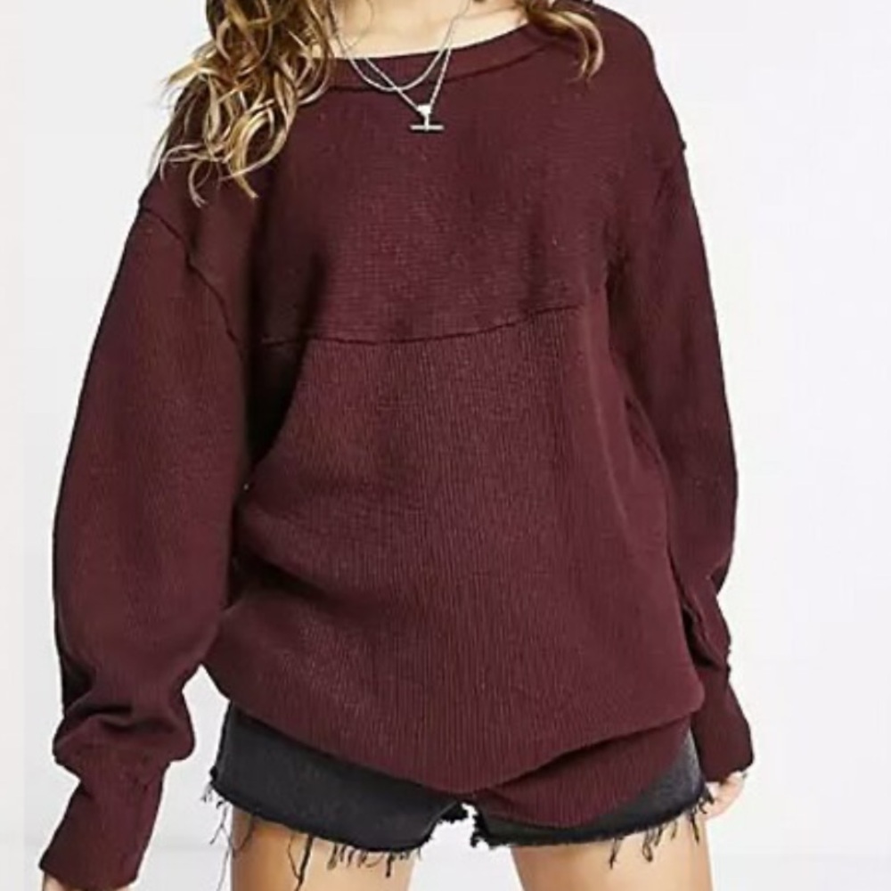 NWOT We the Free Burgundy OG Thermal Pullover